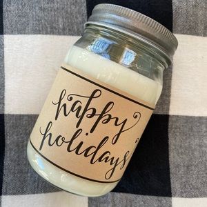 Happy Holidays candle